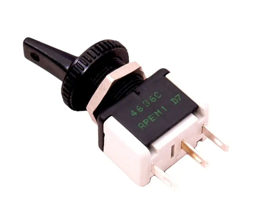 Hauptschalter von Wolf mit einem Drehknopf und mehreren Anschluss-Pins, geeignet für den Einsatz in elektrischen Geräten oder Steuerungen.